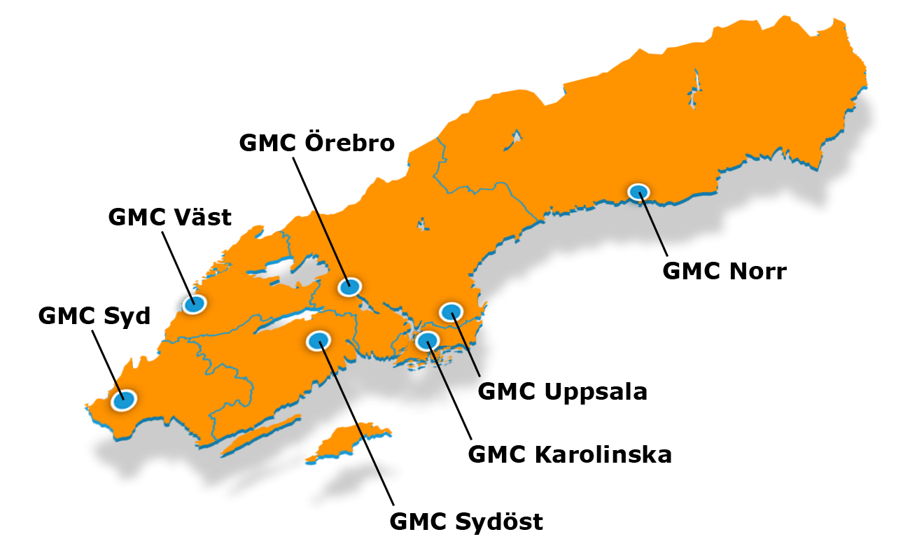 Karta för de regionala center